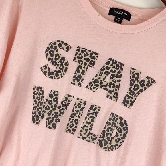 Wildfox NWT Pink Stay Wild KeKe Short Sleeve T-Shirt M - Picture 4 of 7